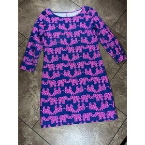 Lilly Pulitzer Marlowe Dress Elephant Size Small Hot Pink Pima Cotton